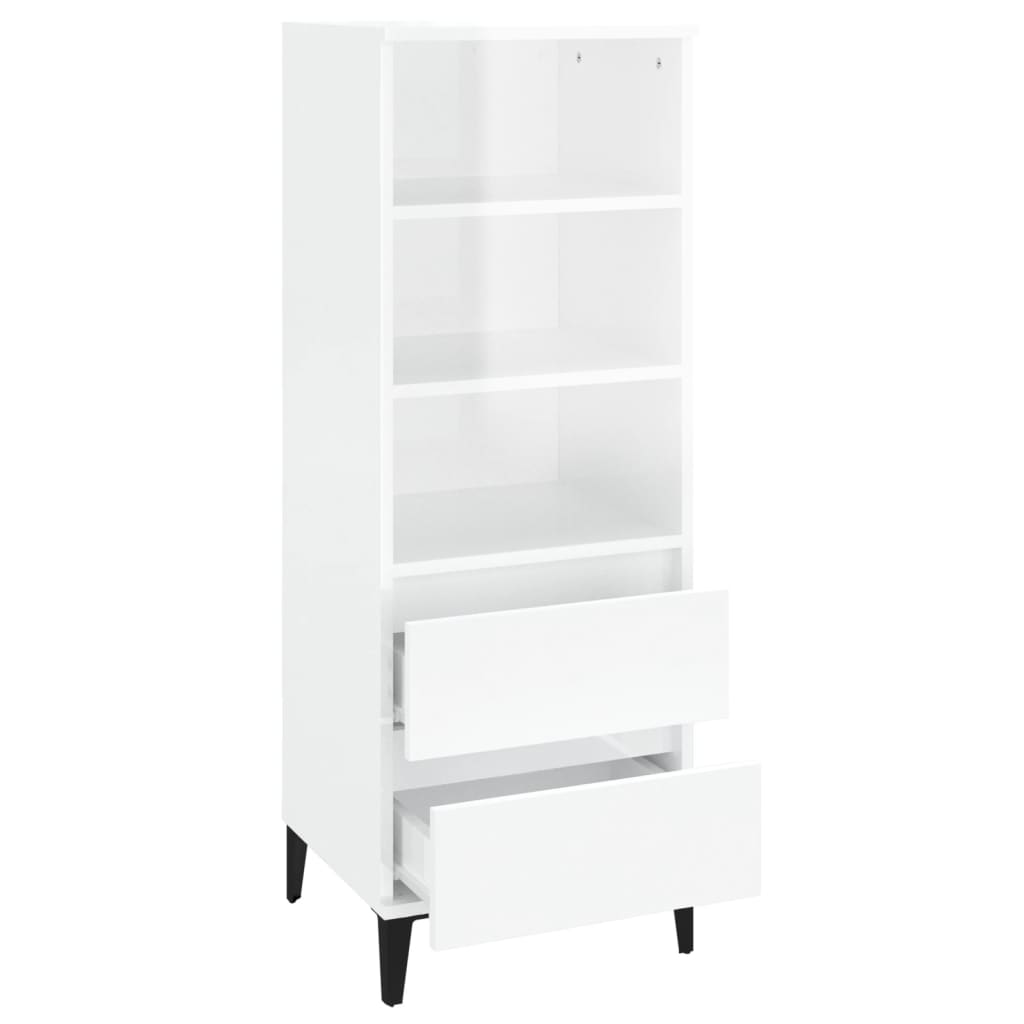 Buffet haut Blanc brillant 40x36x110 cm Bois d'ingénierie - XIOS