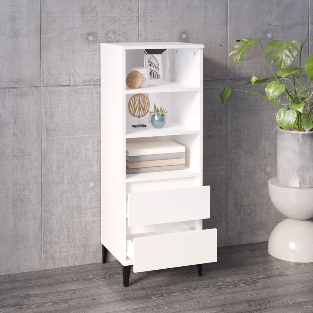 Buffet haut Blanc brillant 40x36x110 cm Bois d'ingénierie - XIOS