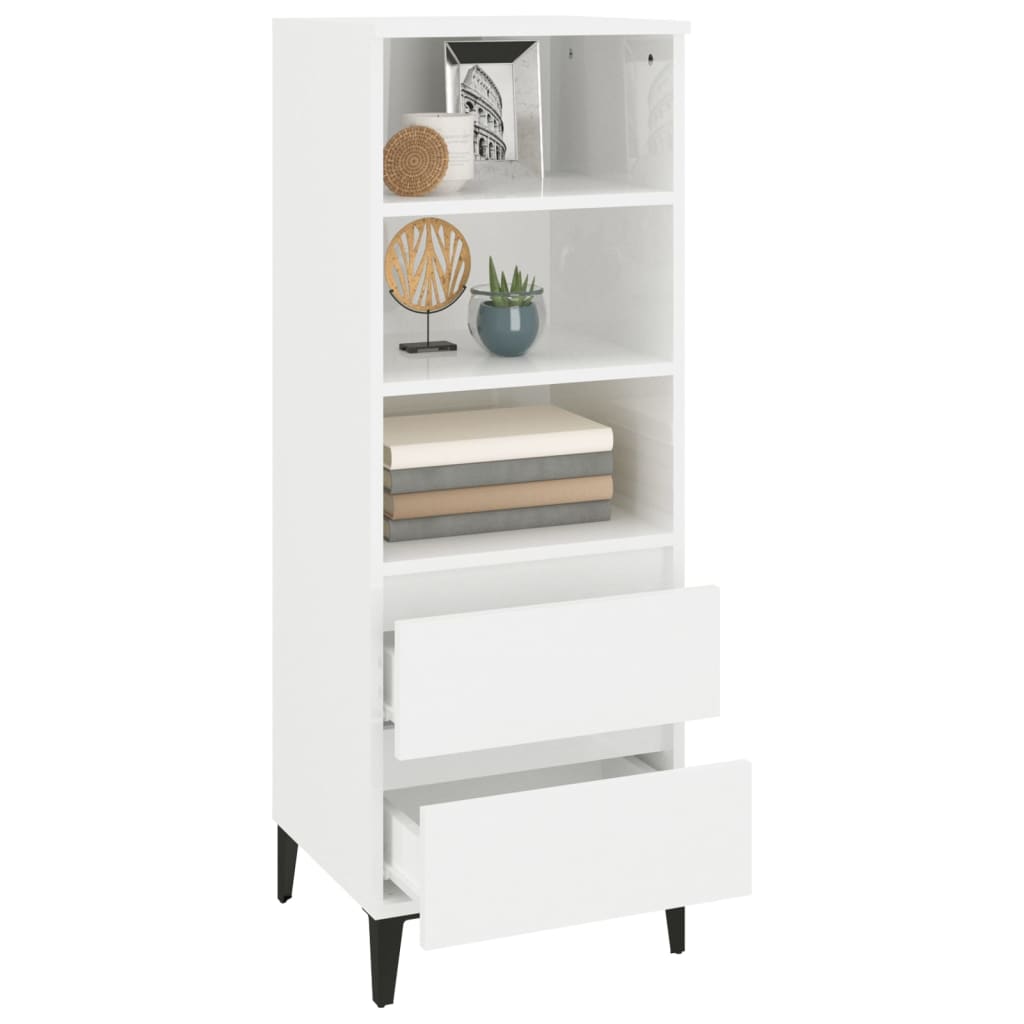 Buffet haut Blanc brillant 40x36x110 cm Bois d'ingénierie - XIOS