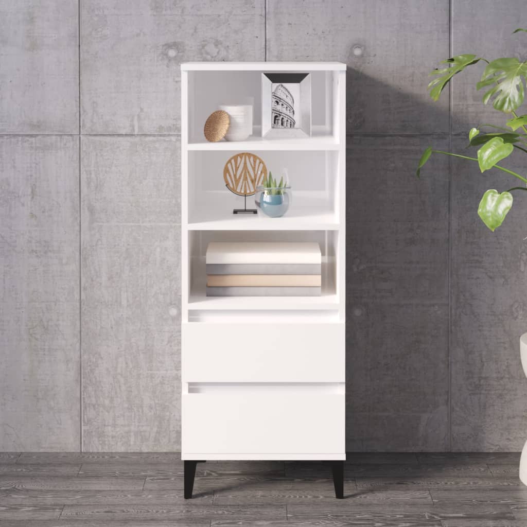 Buffet haut Blanc brillant 40x36x110 cm Bois d'ingénierie - XIOS