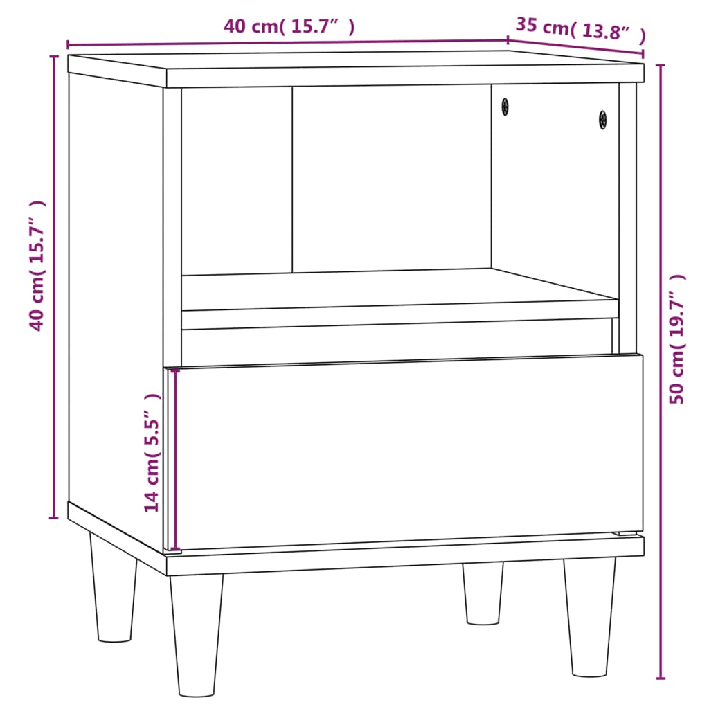 Tables de chevet 2 pcs Gris béton 40x35x50 cm - XIOS