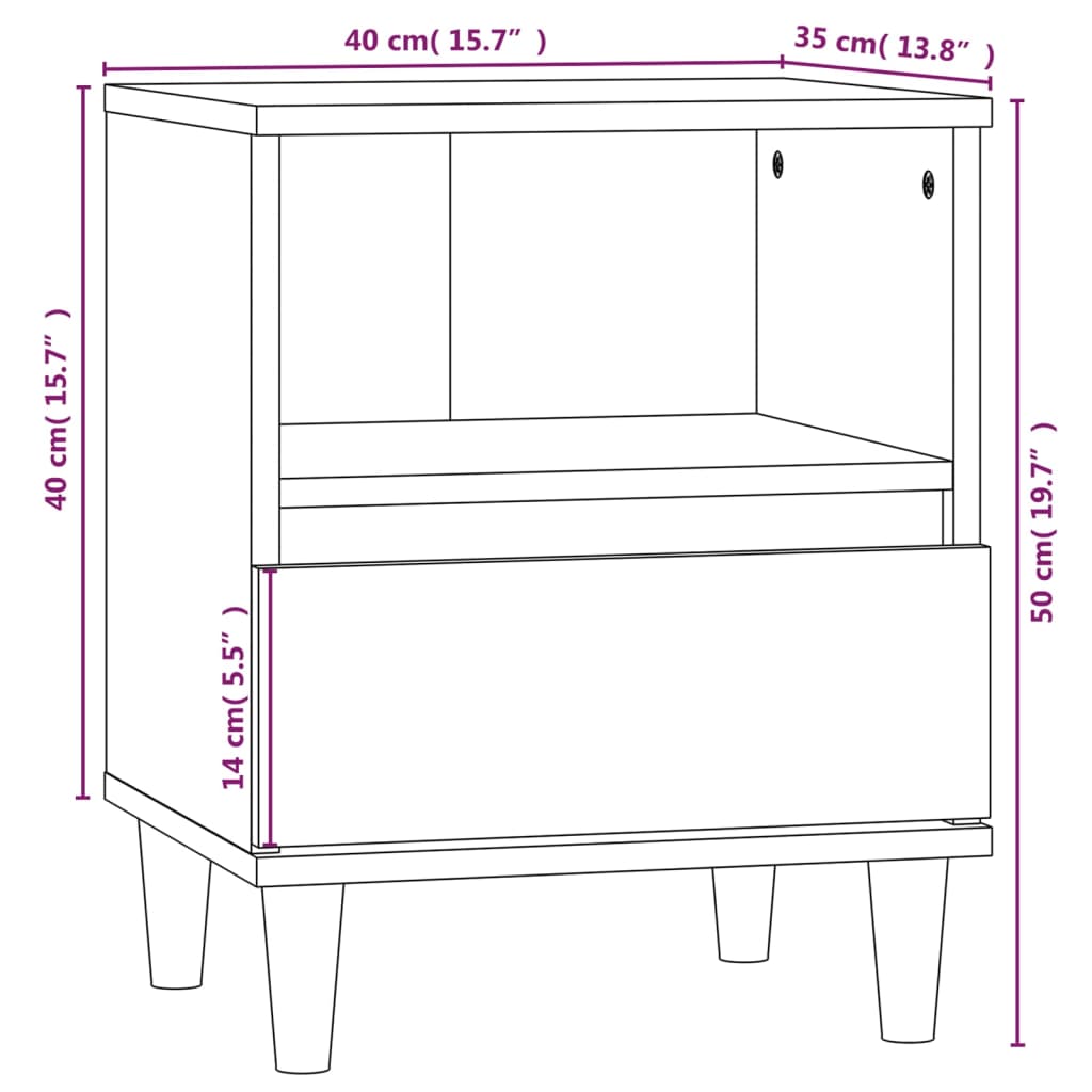 Tables de chevet 2 pcs Chêne fumé 40x35x50 cm - XIOS