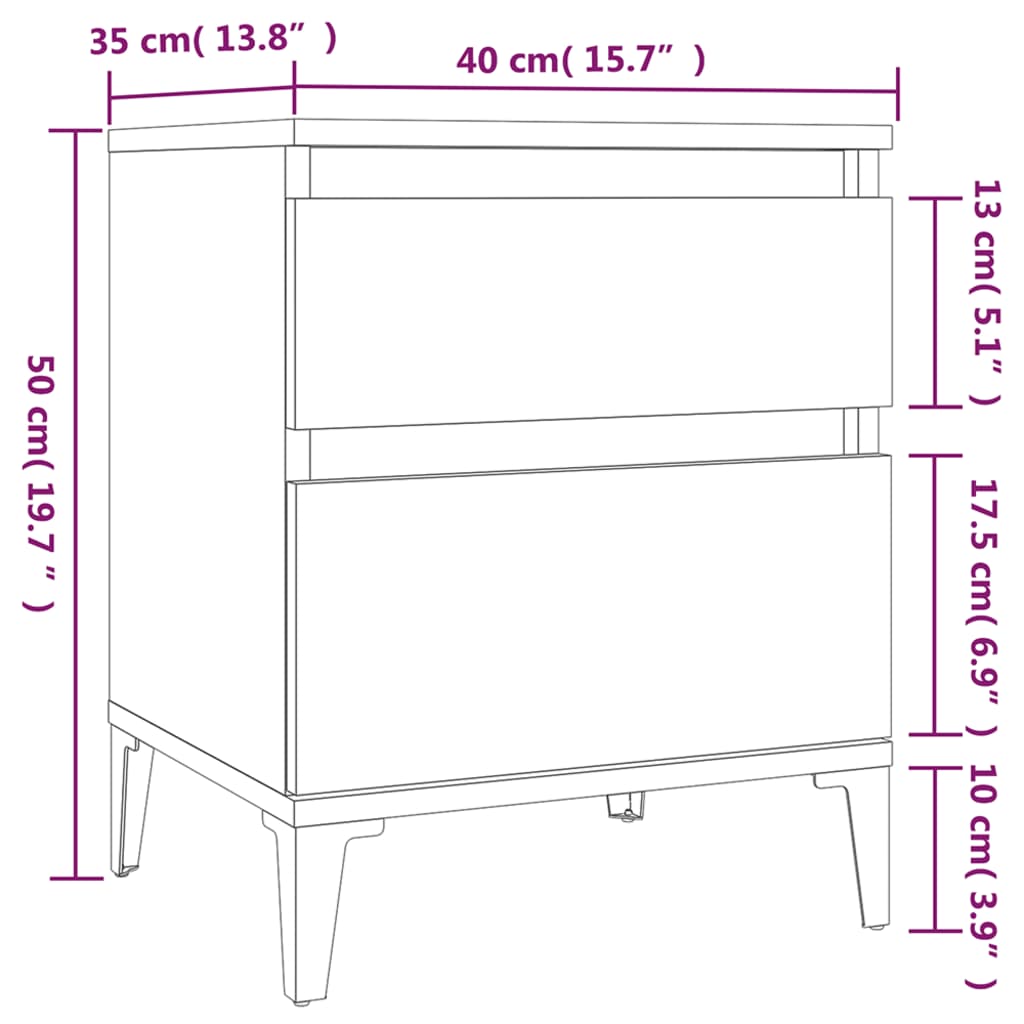 Table de chevet Chêne fumé 40x35x50 cm
