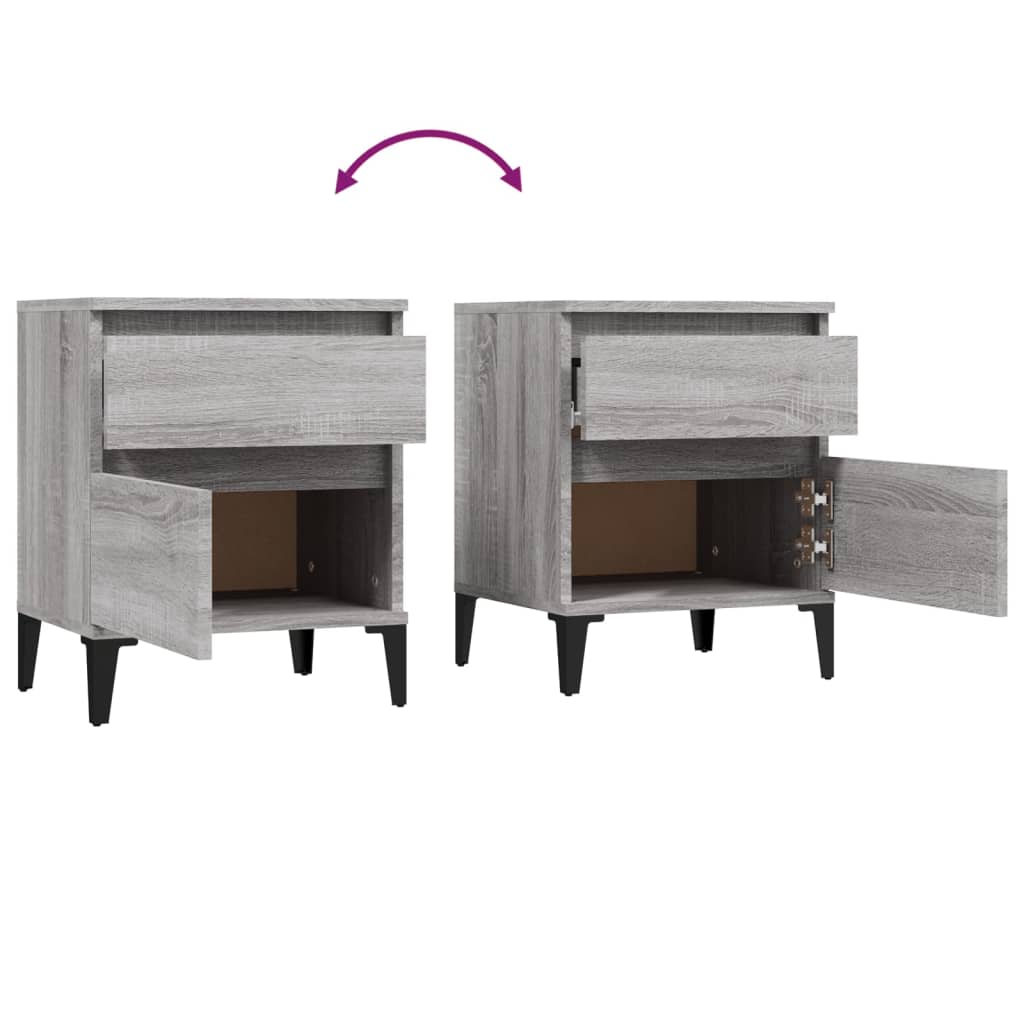 Tables de chevet 2 pcs Sonoma gris 40x35x50 cm