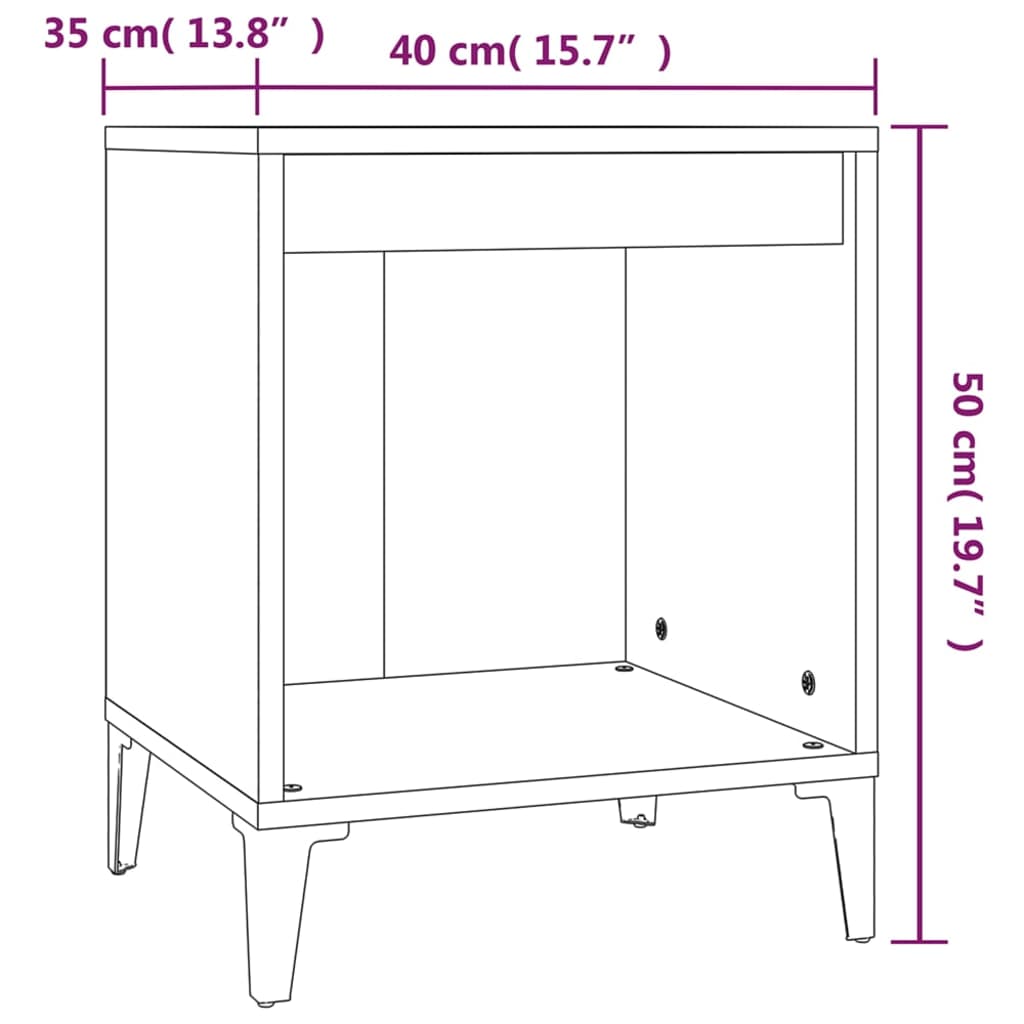 Tables de chevet 2 pcs Gris béton 40x35x50 cm - XIOS