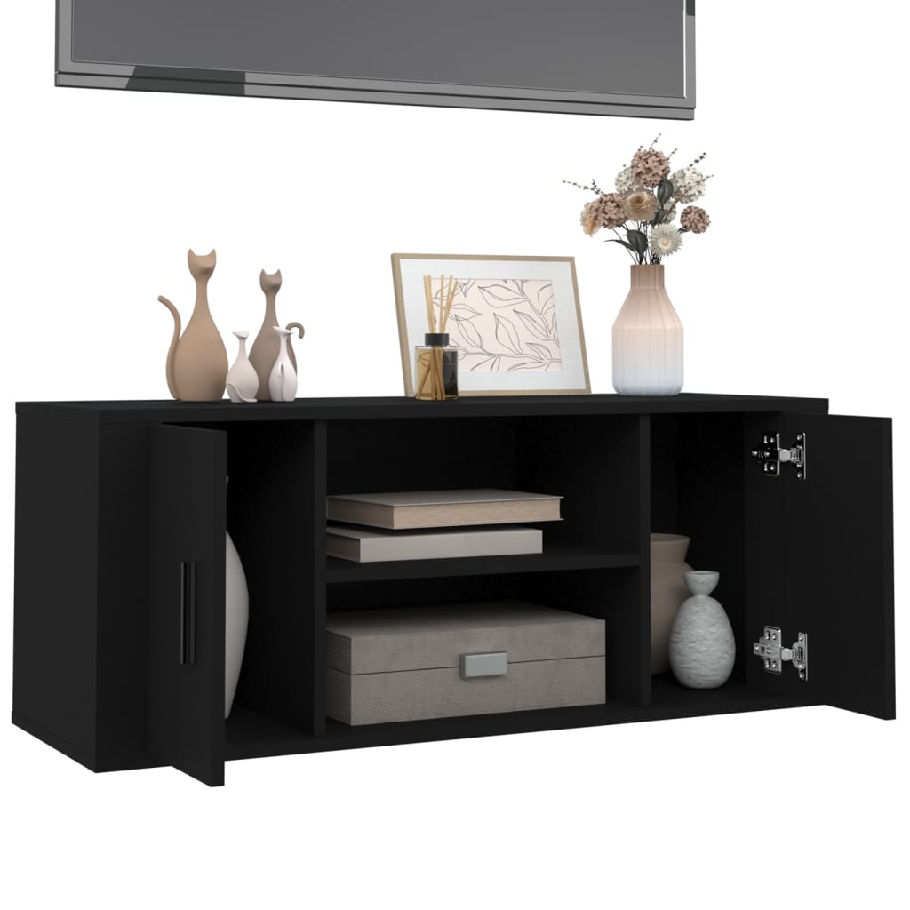Meuble TV Noir 100x35x40 cm Bois d'ingénierie Meubles TV vidaXL