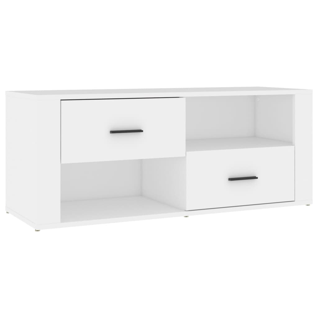 Meuble TV Blanc 100x35x40 cm Bois d'ingénierie - XIOS