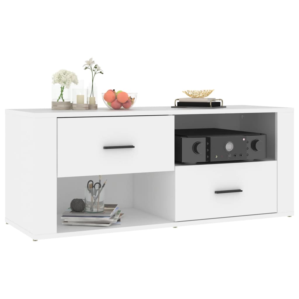 Meuble TV Blanc 100x35x40 cm Bois d'ingénierie - XIOS