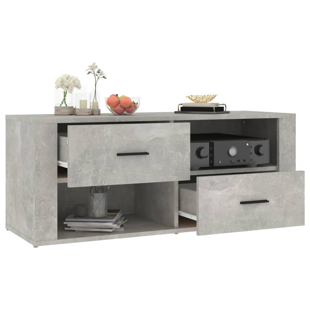 Meuble TV Gris béton 100x35x40 cm Bois d'ingénierie - XIOS
