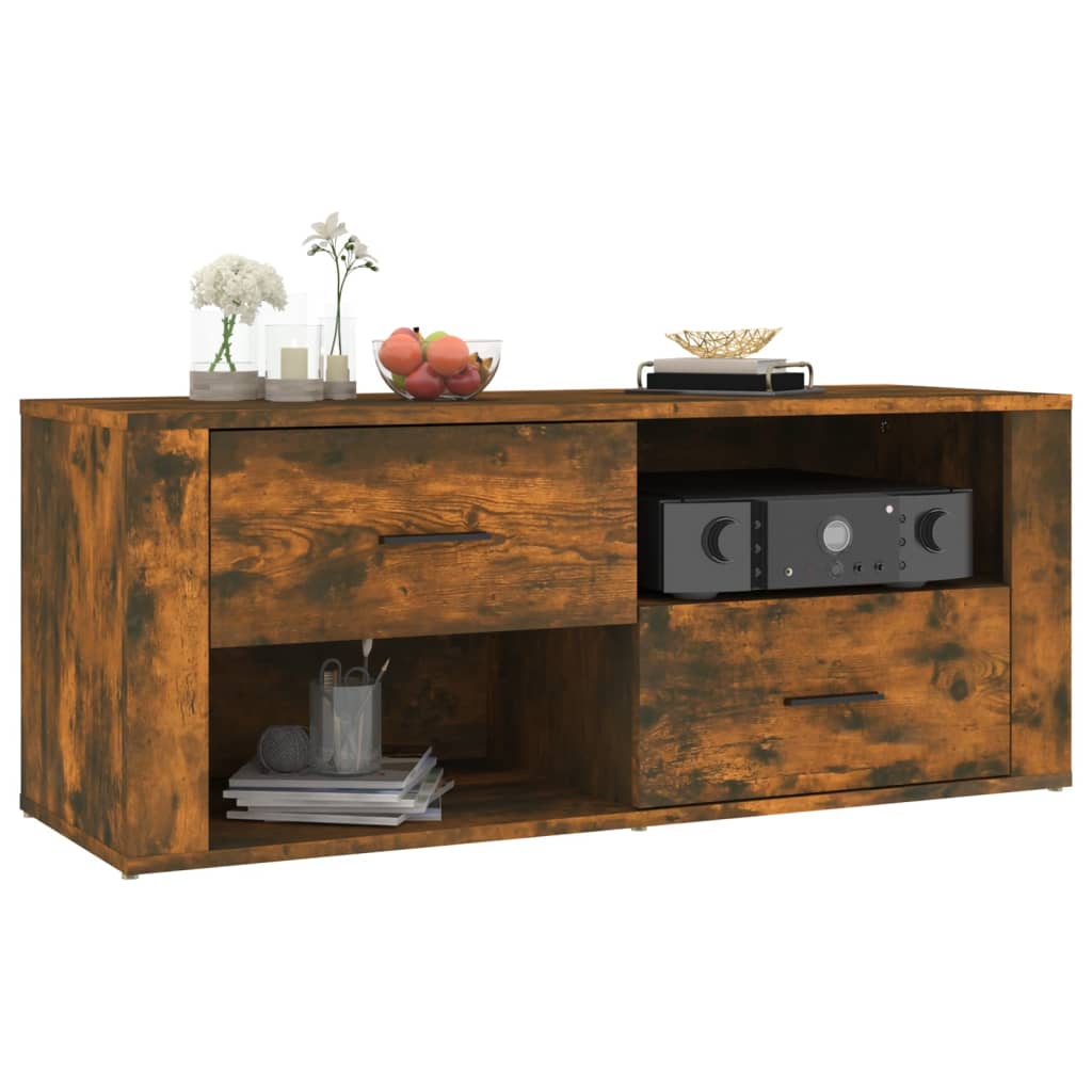 Meuble TV Chêne fumé 100x35x40 cm Bois d'ingénierie - XIOS
