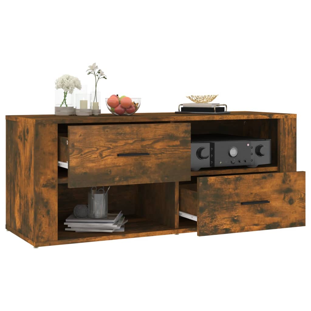 Meuble TV Chêne fumé 100x35x40 cm Bois d'ingénierie - XIOS