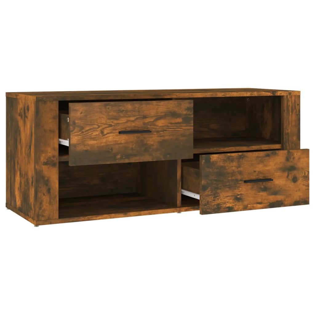 Meuble TV Chêne fumé 100x35x40 cm Bois d'ingénierie - XIOS