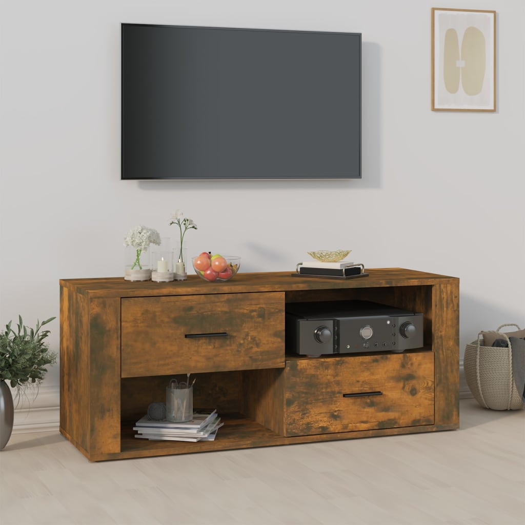 Meuble TV Chêne fumé 100x35x40 cm Bois d'ingénierie - XIOS