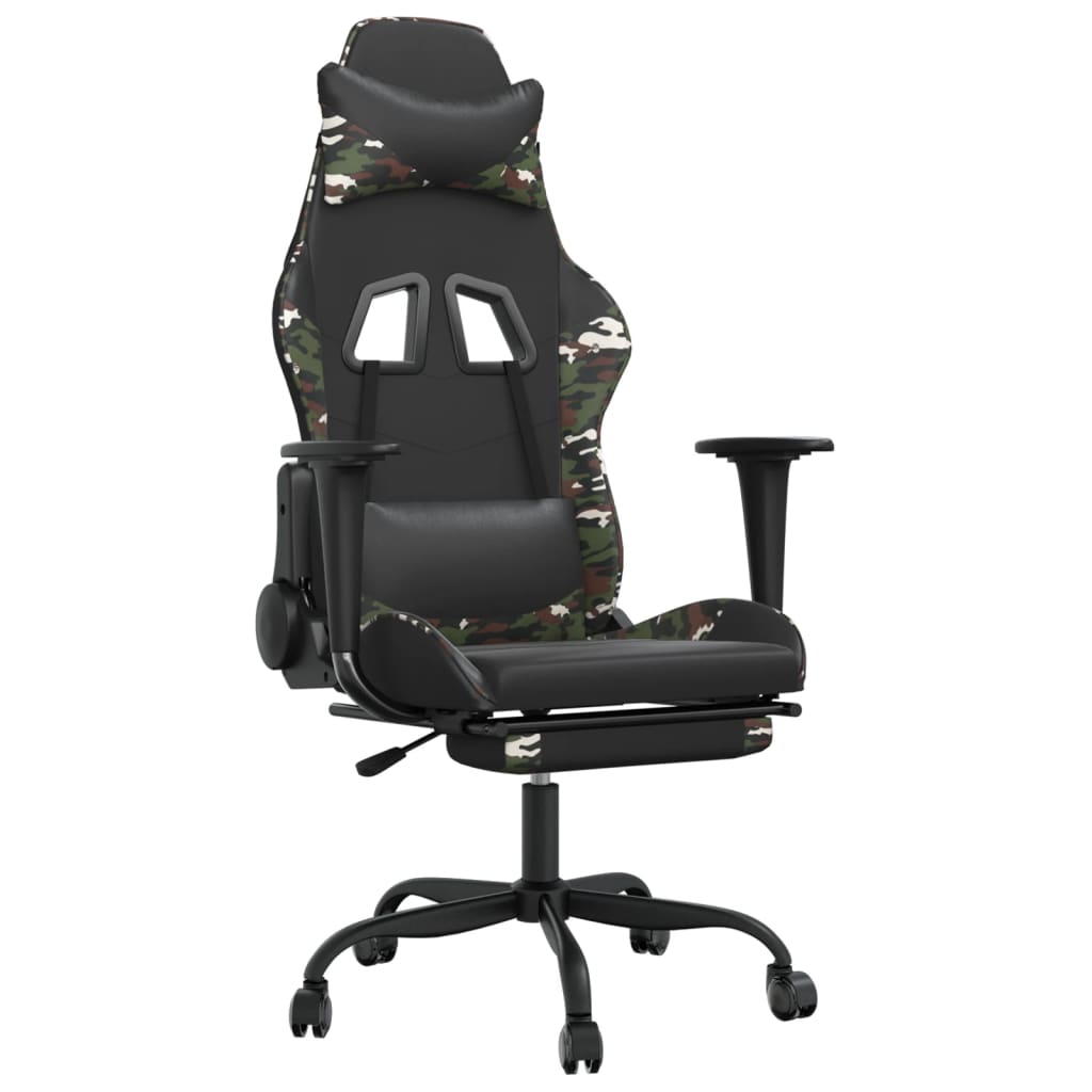 Chaise de jeu avec repose-pied Noir et camouflage Similicuir - XIOS