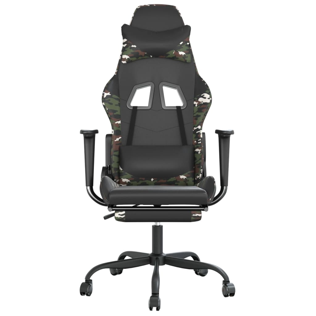 Chaise de jeu avec repose-pied Noir et camouflage Similicuir - XIOS