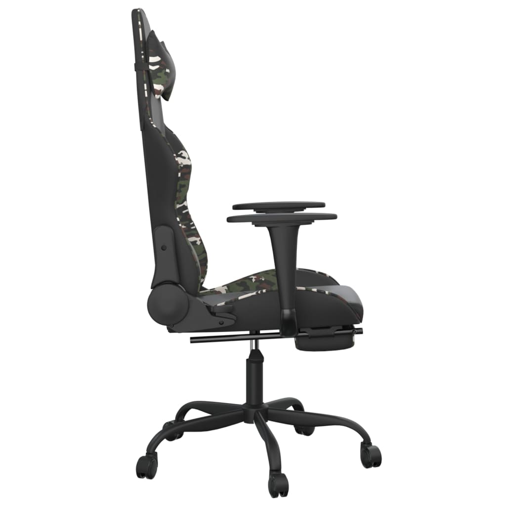 Chaise de jeu avec repose-pied Noir et camouflage Similicuir - XIOS