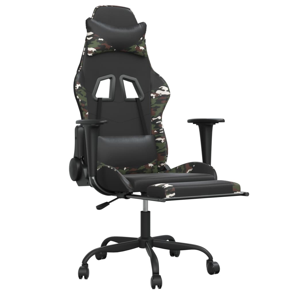 Chaise de jeu avec repose-pied Noir et camouflage Similicuir - XIOS