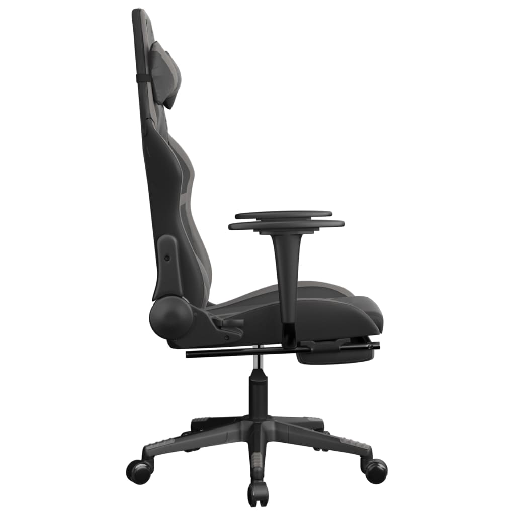 Chaise de jeu avec repose-pied Noir et gris Similicuir - XIOS