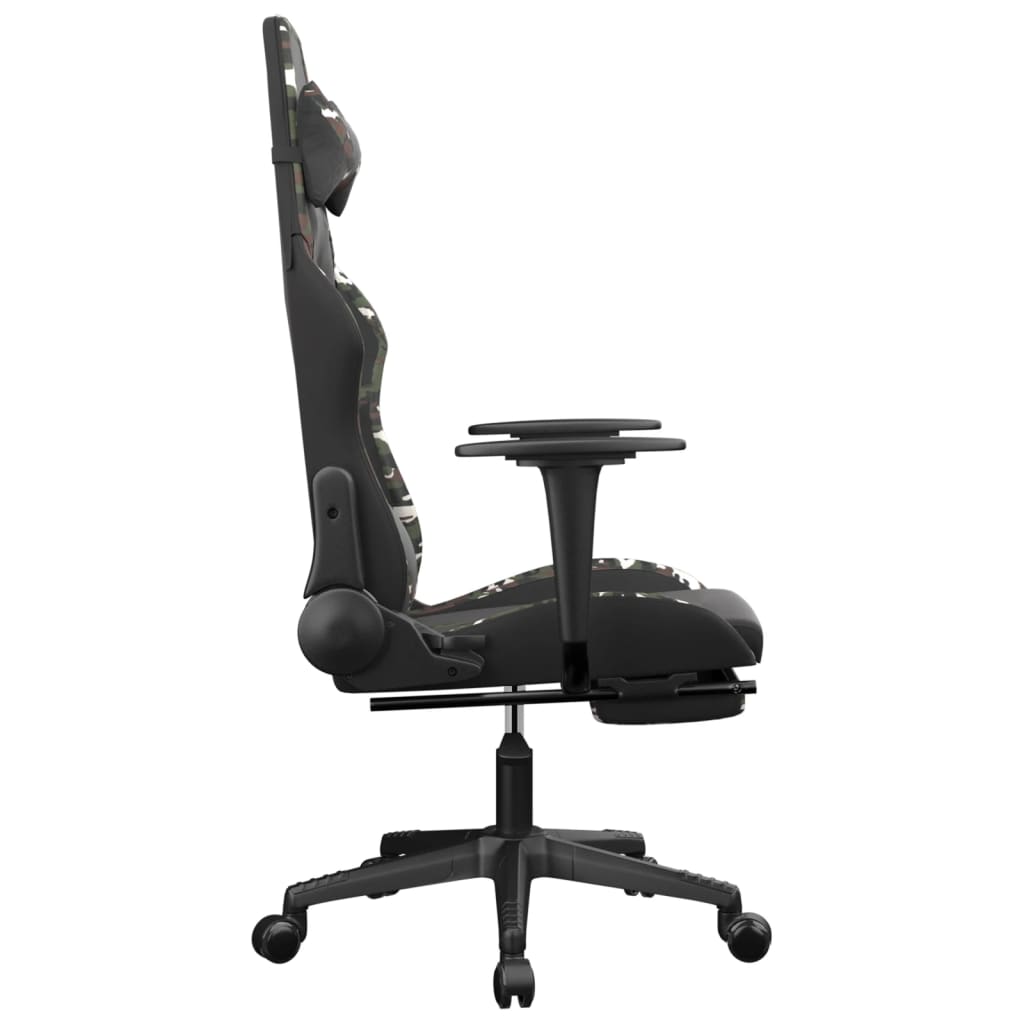 Chaise de jeu avec repose-pied Noir et camouflage Similicuir - XIOS