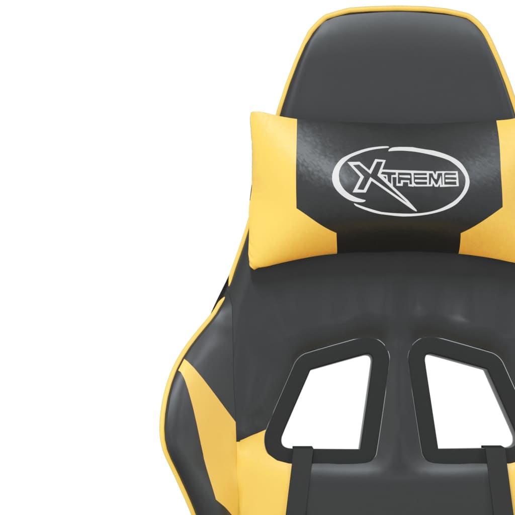 Chaise de jeu avec repose-pied Noir et doré Similicuir - XIOS