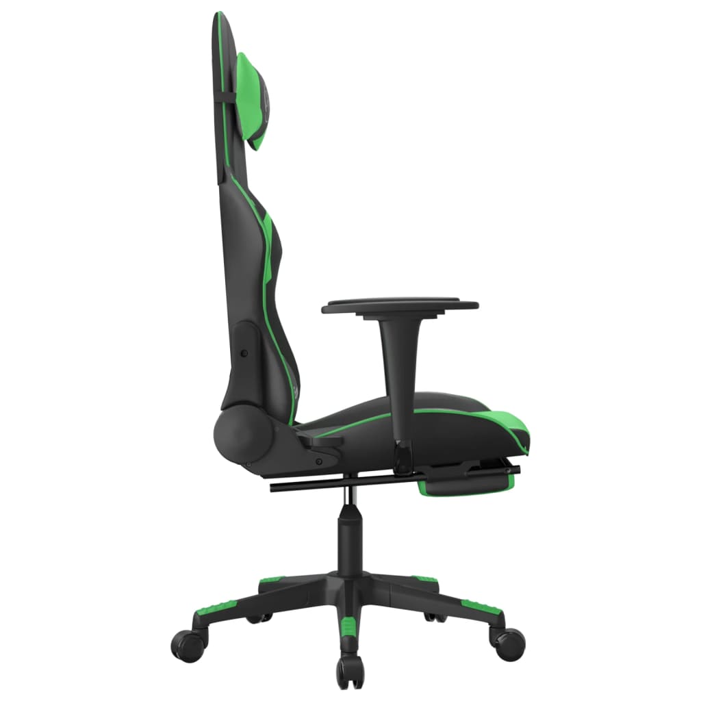 Chaise de jeu avec repose-pied Noir et vert Similicuir - XIOS