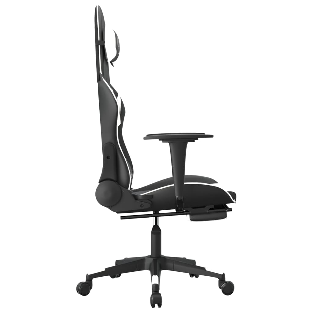 Chaise de jeu avec repose-pied Noir et blanc Similicuir - XIOS