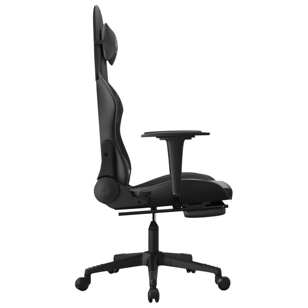 Chaise de jeu avec repose-pied Noir Similicuir - XIOS