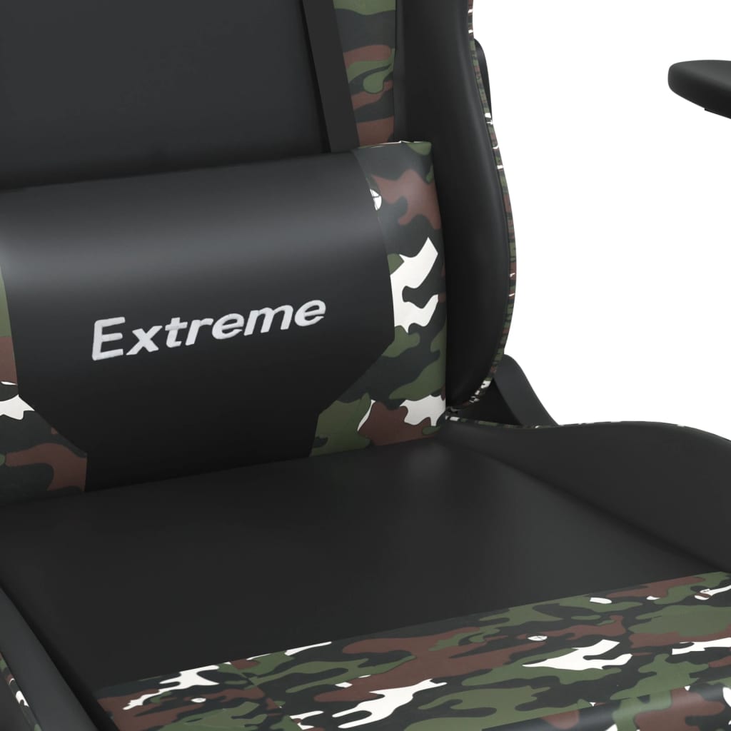 Chaise de jeu avec repose-pied Noir et camouflage Similicuir - XIOS
