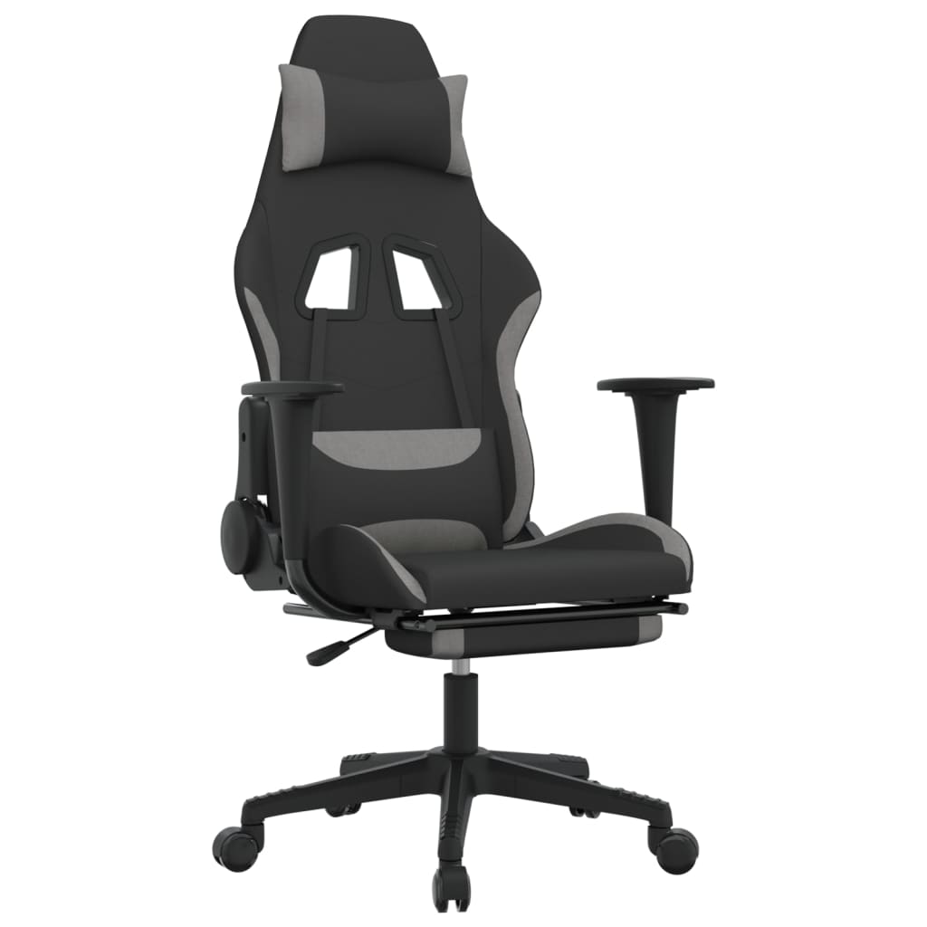 Chaise de jeu avec repose-pied Noir et gris clair Tissu - XIOS