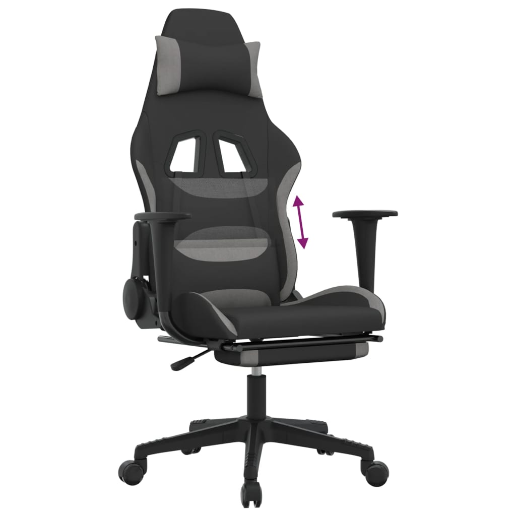Chaise de jeu avec repose-pied Noir et gris clair Tissu - XIOS