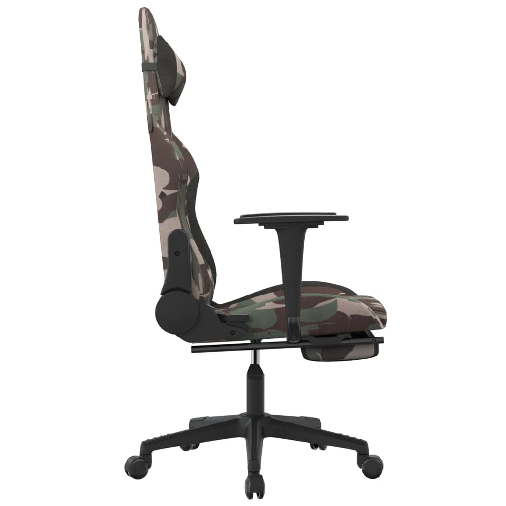 Chaise de jeu avec repose-pied Camouflage et noir Tissu - XIOS