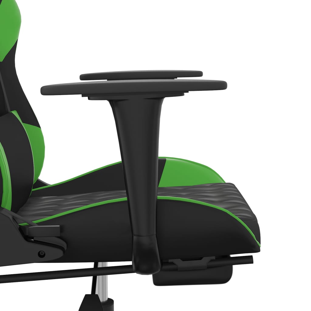 Chaise de jeu avec repose-pied Noir et vert Similicuir - XIOS