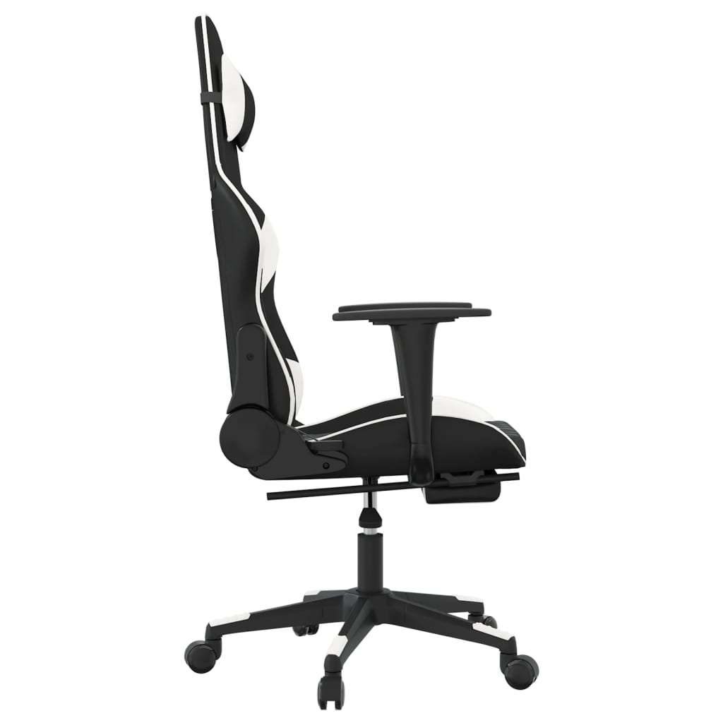 Chaise de jeu avec repose-pied Noir et blanc Similicuir - XIOS