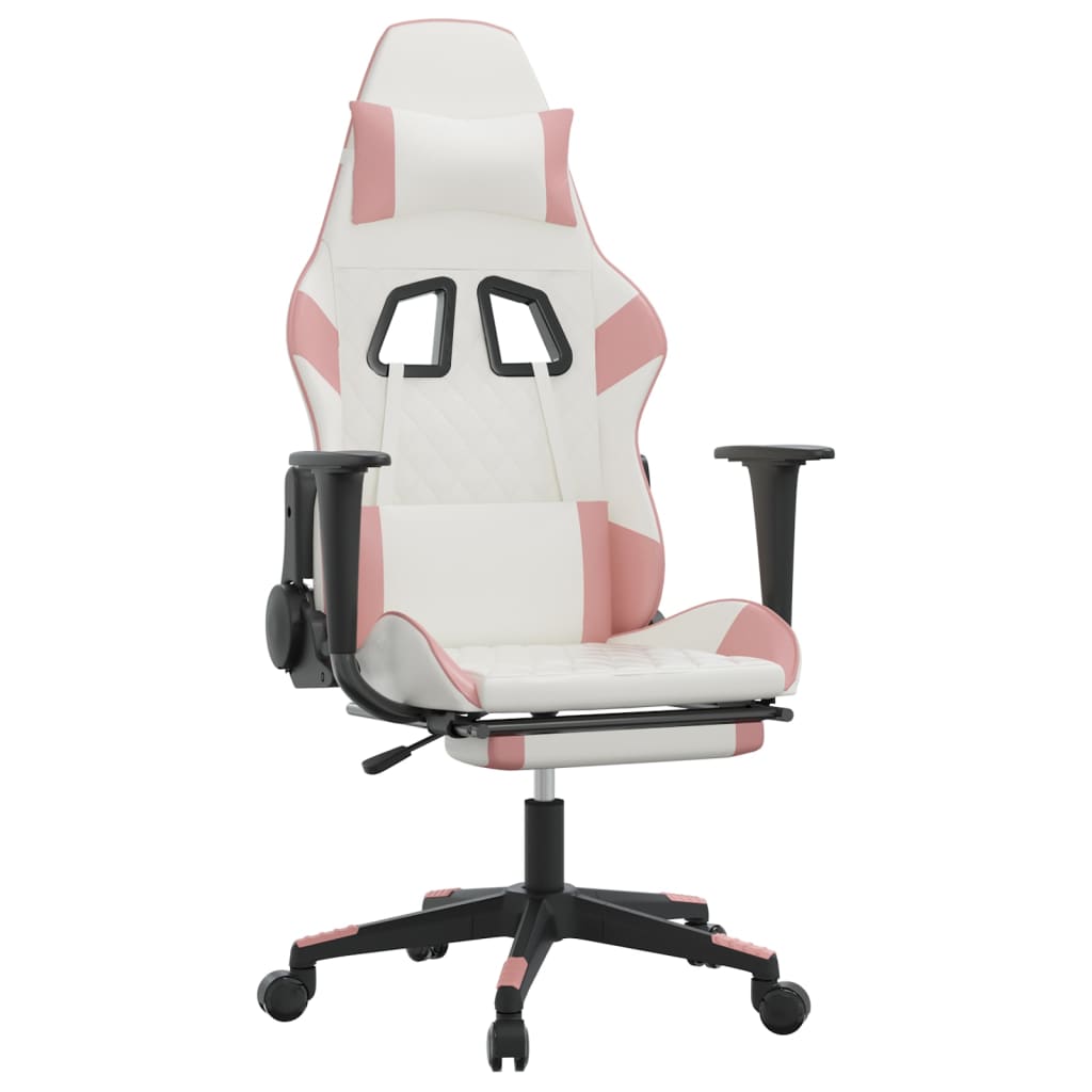 Chaise de jeu avec repose-pied Blanc et rose Similicuir - XIOS