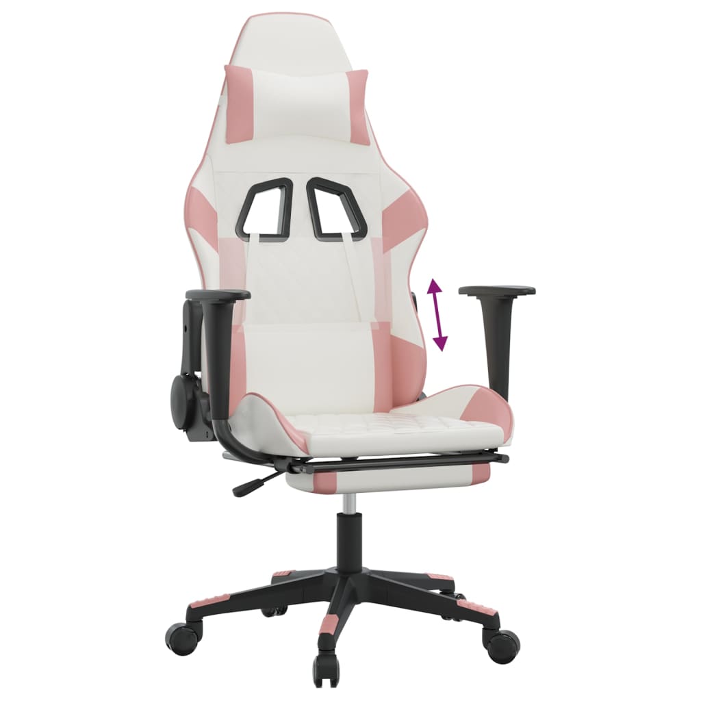 Chaise de jeu avec repose-pied Blanc et rose Similicuir - XIOS