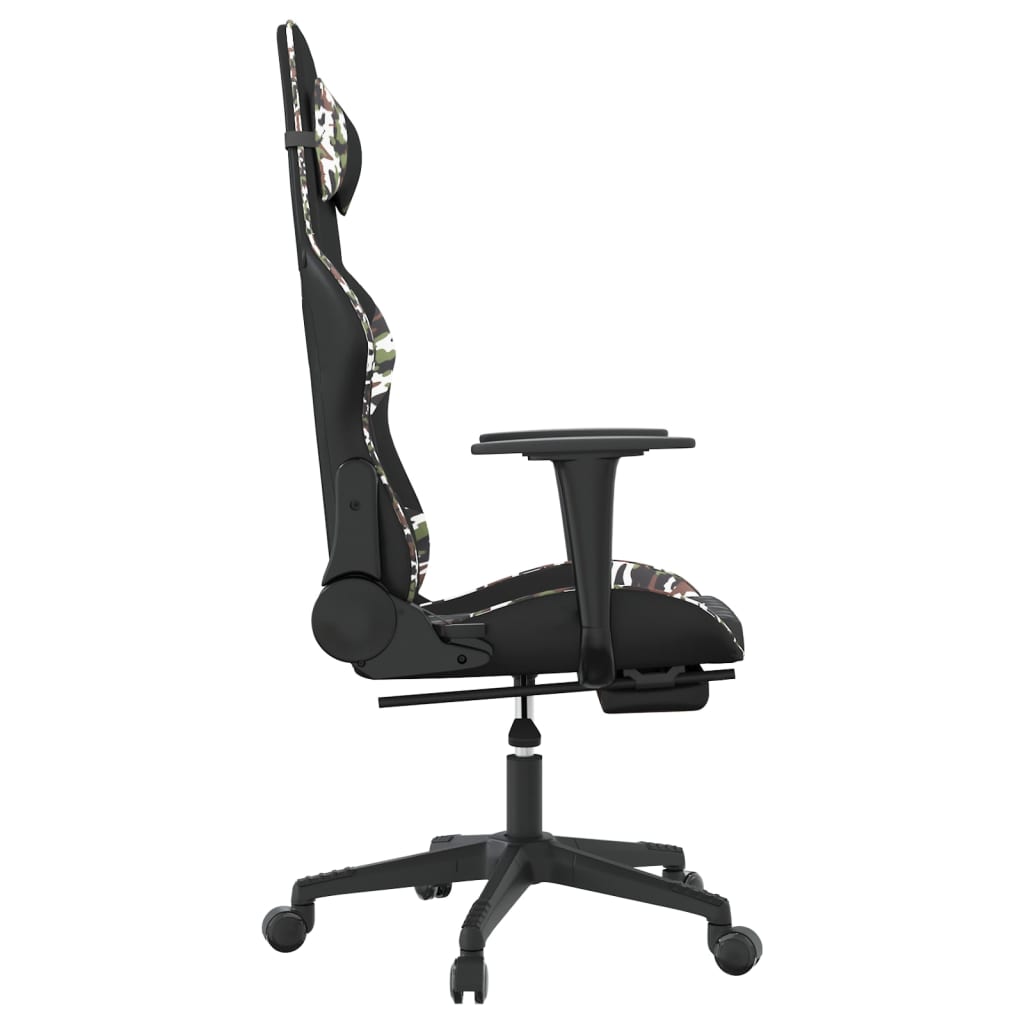 Chaise de jeu avec repose-pied Noir et camouflage Similicuir - XIOS