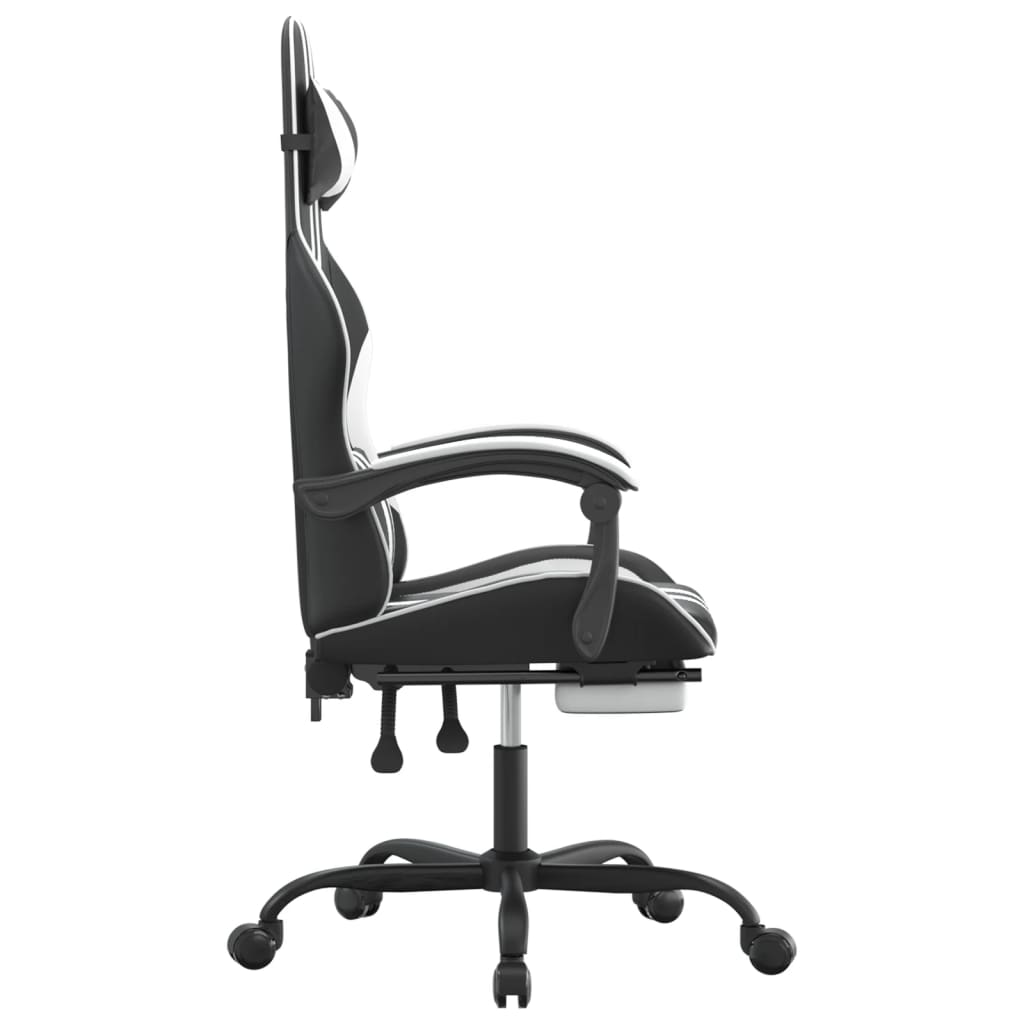 Chaise de jeu avec repose-pied Noir et blanc Similicuir - XIOS