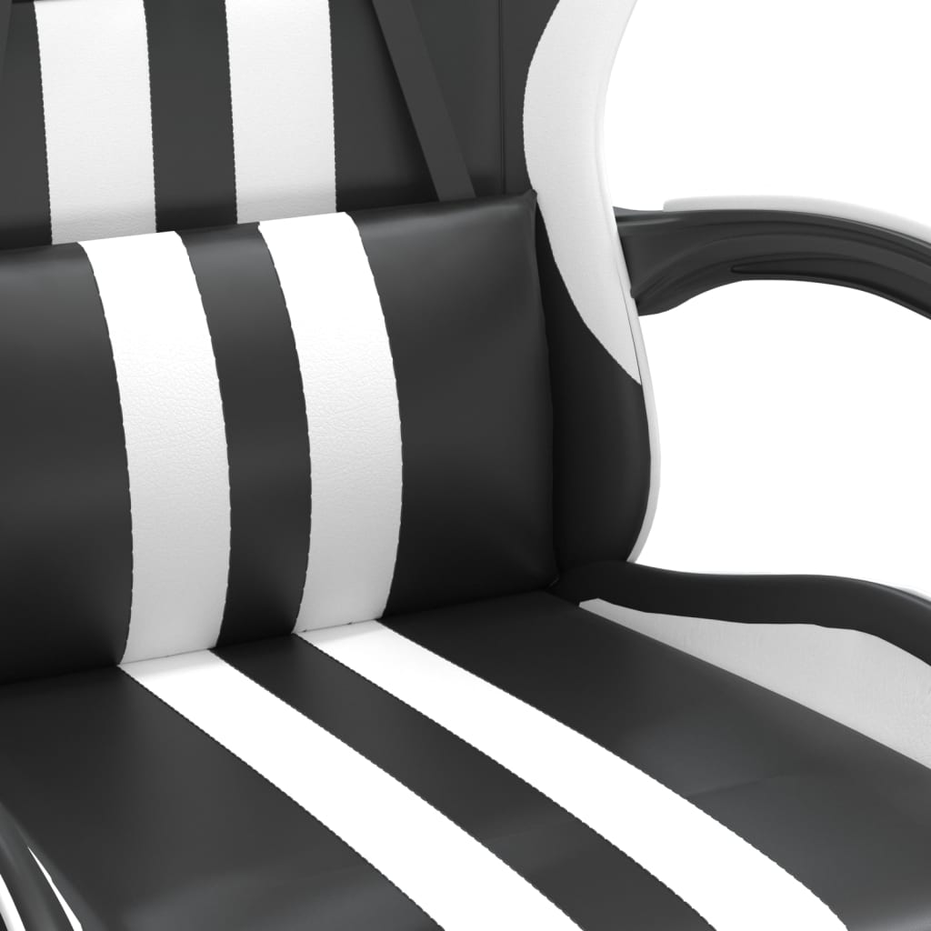 Chaise de jeu avec repose-pied Noir et blanc Similicuir - XIOS