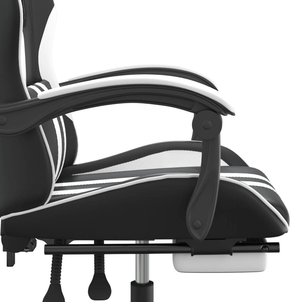 Chaise de jeu avec repose-pied Noir et blanc Similicuir - XIOS