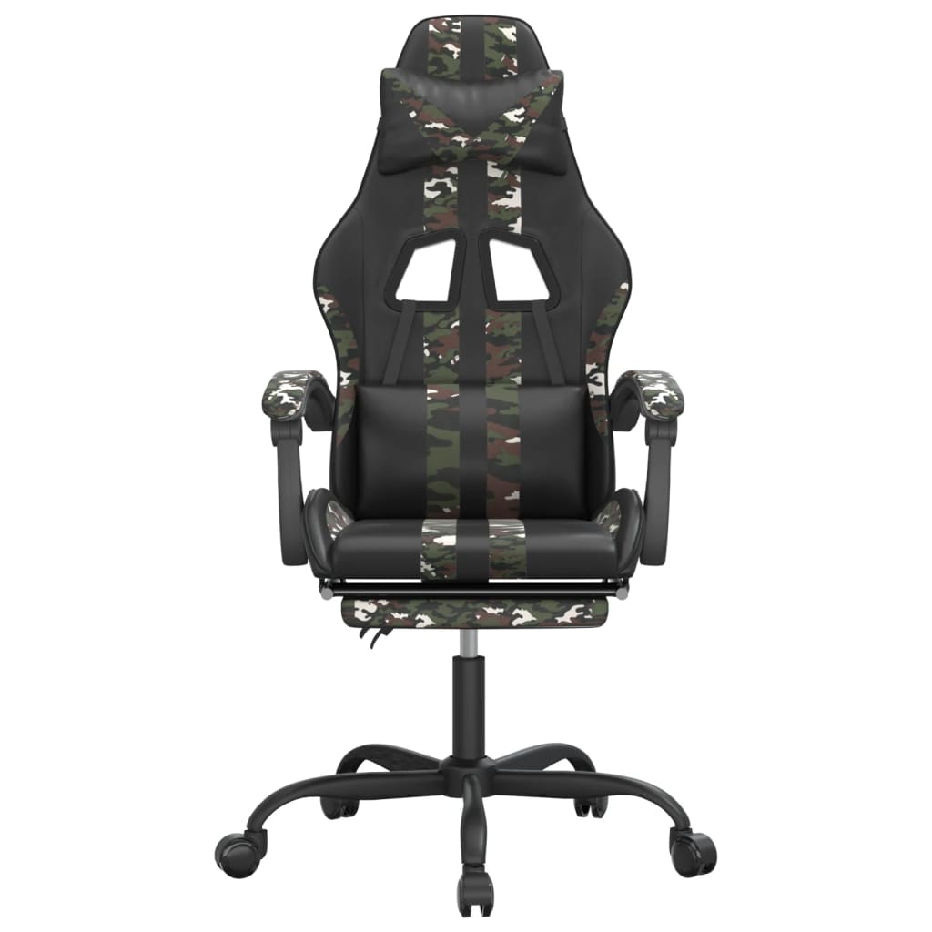 Chaise de jeu avec repose-pied Noir et camouflage Similicuir - XIOS