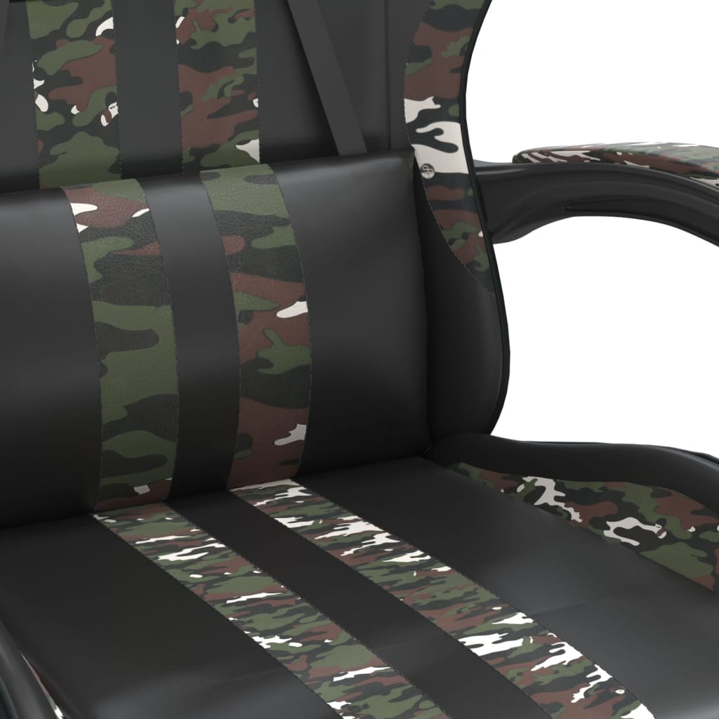 Chaise de jeu avec repose-pied Noir et camouflage Similicuir - XIOS