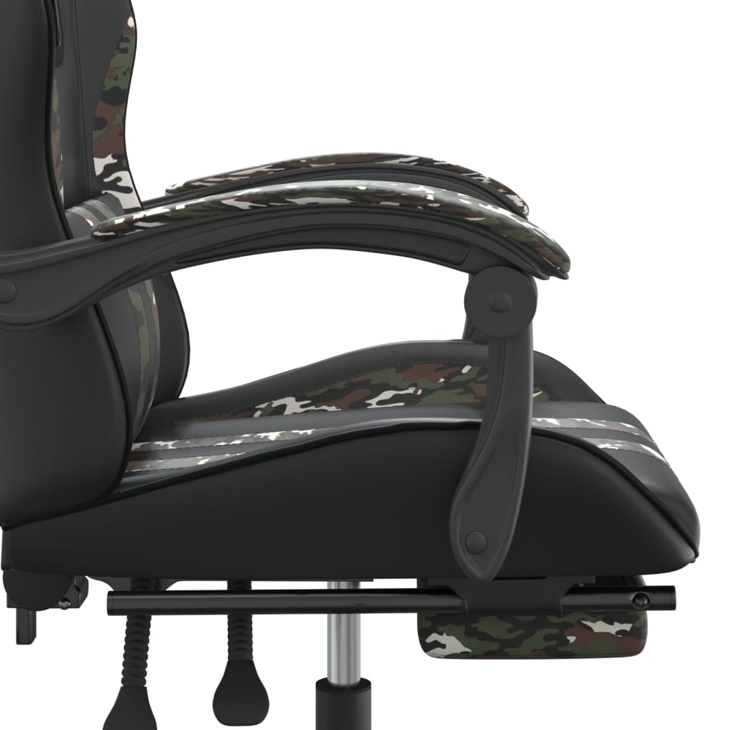 Chaise de jeu avec repose-pied Noir et camouflage Similicuir - XIOS