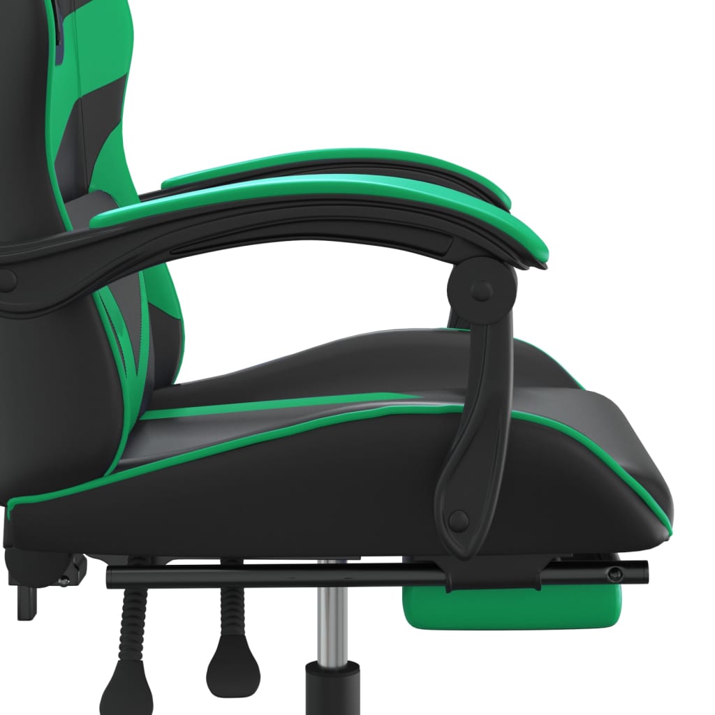 Chaise de jeu avec repose-pied Noir et vert Similicuir - XIOS