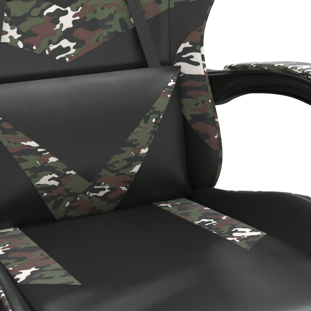 Chaise de jeu avec repose-pied Noir et camouflage Similicuir - XIOS