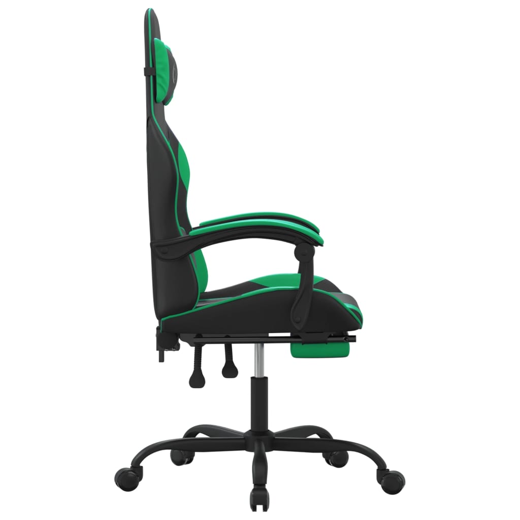 Chaise de jeu avec repose-pied Noir et vert Similicuir - XIOS