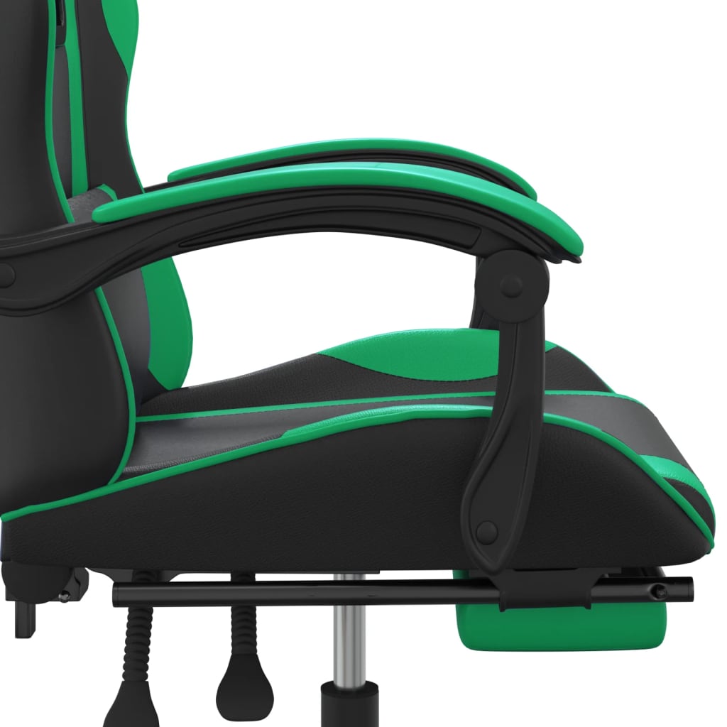 Chaise de jeu avec repose-pied Noir et vert Similicuir - XIOS