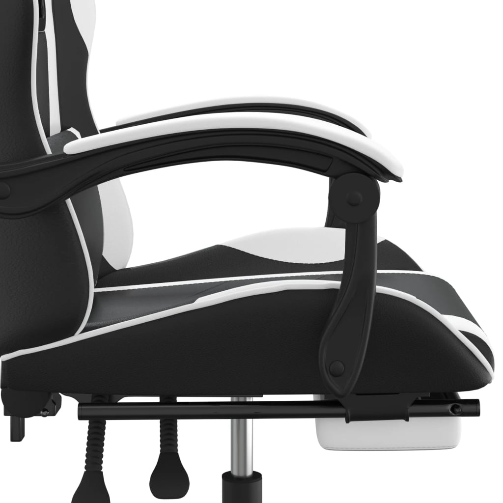 Chaise de jeu avec repose-pied Noir et blanc Similicuir - XIOS