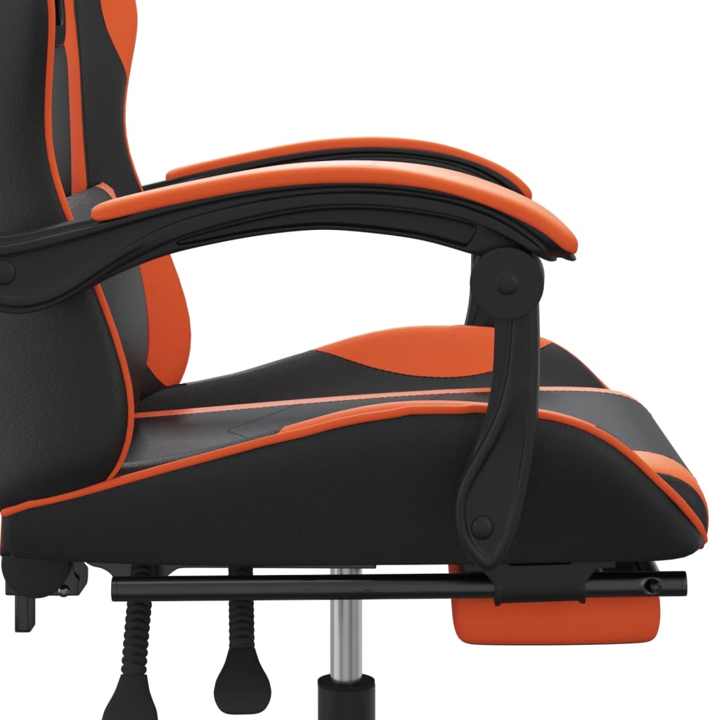 Chaise de jeu avec repose-pied Noir et orange Similicuir - XIOS