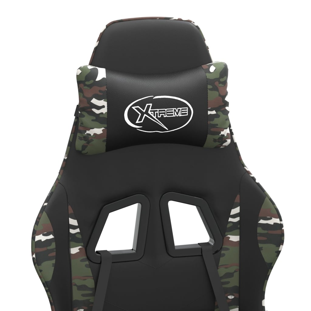 Chaise de jeu avec repose-pied Noir et camouflage Similicuir - XIOS