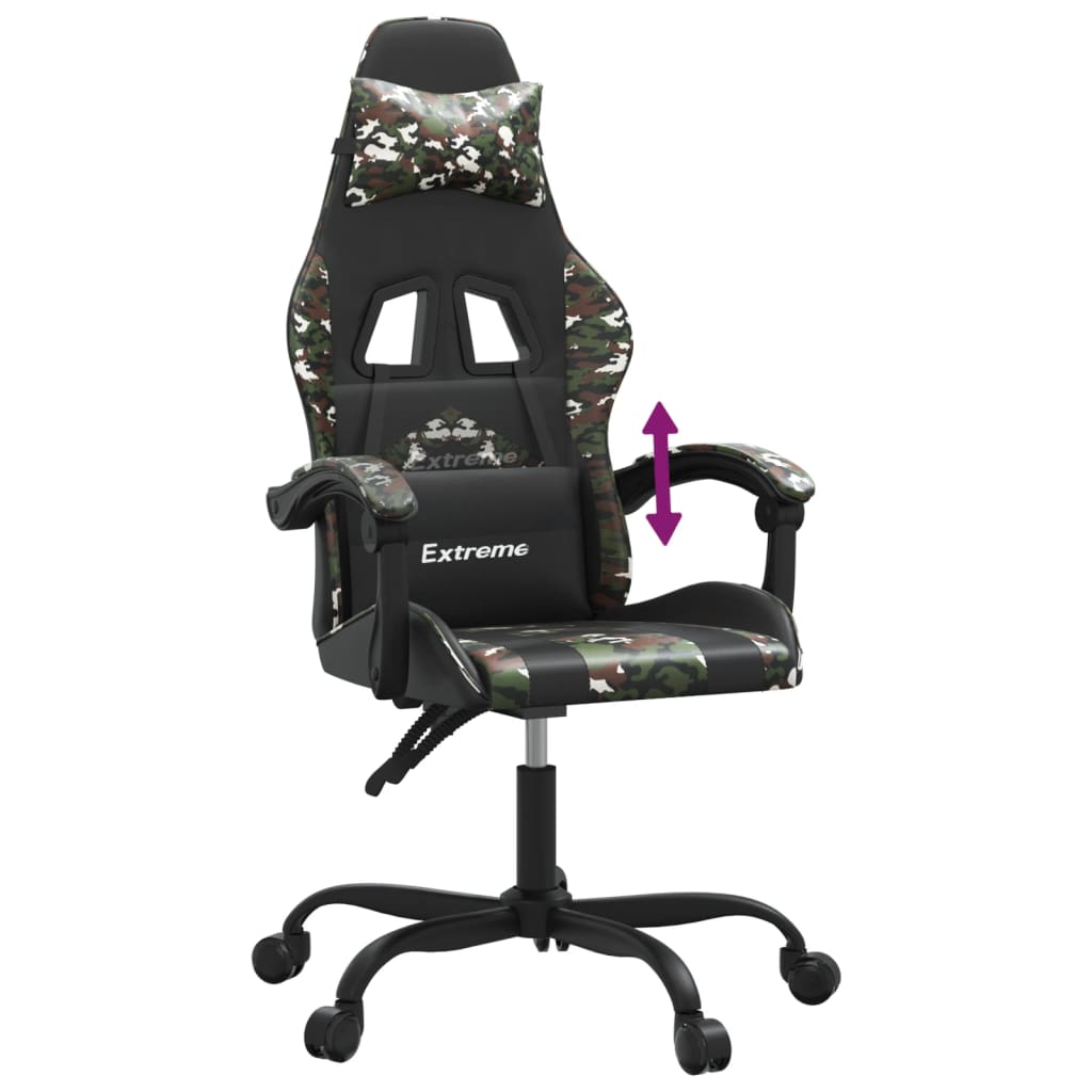 Chaise de jeu Noir et camouflage Similicuir - XIOS